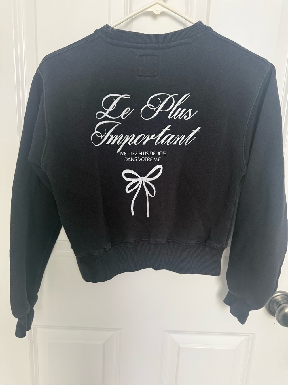 Zara Kids Black Crewneck Sweatshirt with White Bow Motif